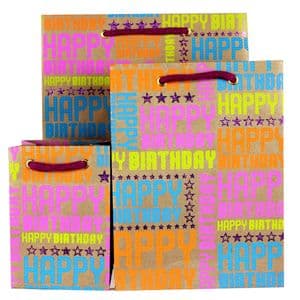 V22552; V22569; V22576 - Hollywood Birthday Gift Bag in Purple GBG187.100/34 10/PK