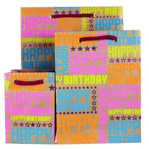 V22552; V22569; V22576 - Hollywood Birthday Gift Bag in Purple GBG187.100/34 10/PK