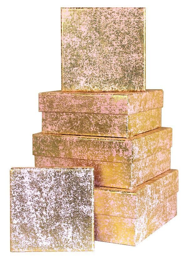 V23115 - Gold Crush on Light Pink Square Nest of 5 Boxes - GBXS171.10/51 1/PK