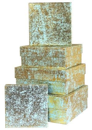V23641 - Gold Crush on Mint Square Nest of 5 Boxes Crush - GBXS171.43/51 1/PK