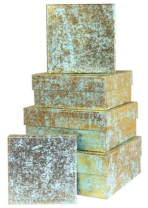 V23641 - Gold Crush on Mint Square Nest of 5 Boxes Crush - GBXS171.43/51 1/PK