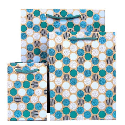 V28165; V28172; V28189 - Polka Kraft Turquoise Bag - GBG233.100/45 10/PK