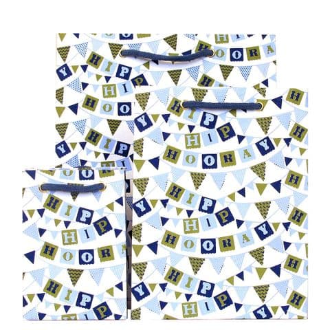 V28196; V28202; V28219 - Hip Hip Blue Gift Bag - GBG236.00/48 10/PK