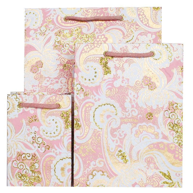 V30533; V30502; V30472 - Nehru Paisley Pink Gift Bags - GBG115.70/10 10/PK