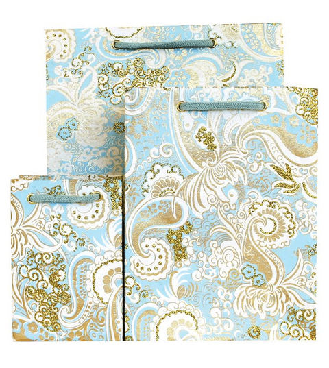 V30540; V30519; V30489 - Nehru Paisley Mint Gift Bags - GBG115.70/43 10/PK