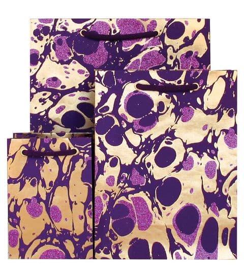 V30922; V30861; V30809 - Glitter Marble Purple Gift Bags GBG215.100/35G 10/PK