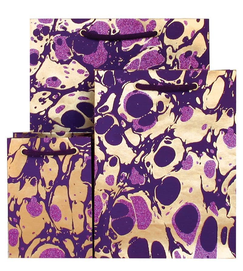V30922; V30861; V30809 - Glitter Marble Purple Gift Bags GBG215.100/35G 10/PK