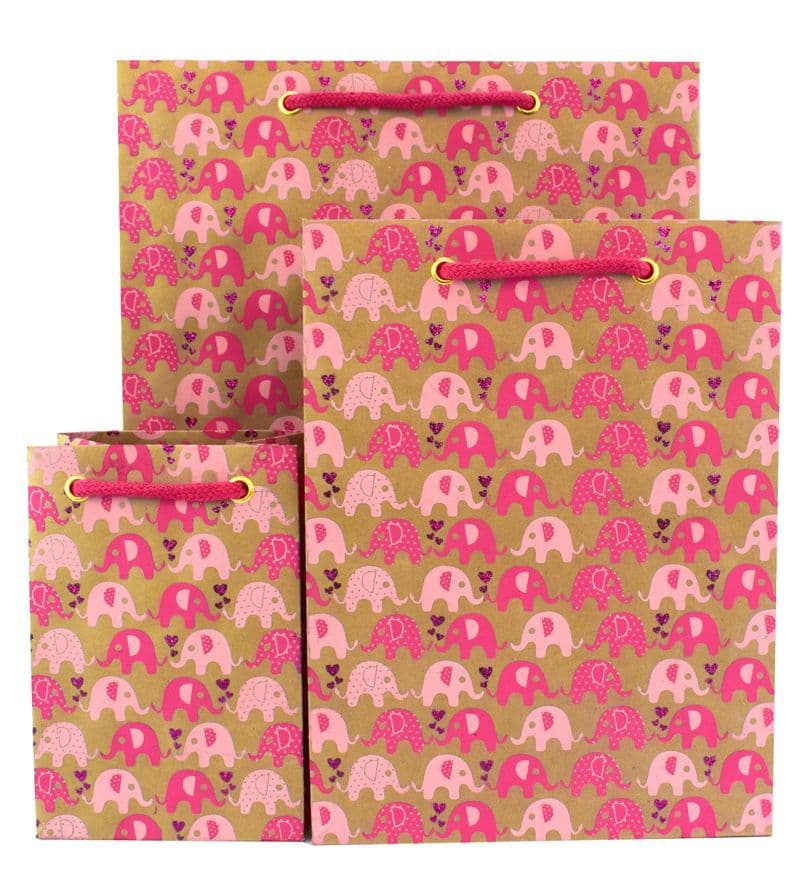 V30991; V30977; V30953 - Mini Ellies Pink Gift Bags - GBG230.100/15 10/PK