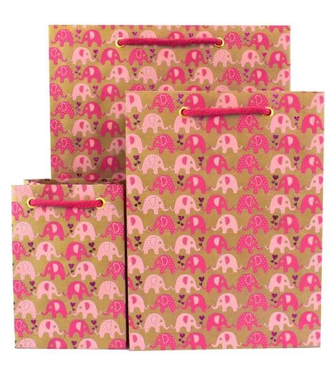 V30991; V30977; V30953 - Mini Ellies Pink Gift Bags - GBG230.100/15 10/PK