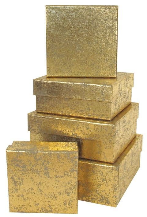 V31806 - Gold Crush on Gunmetal Square Nest of 5 Boxes GBXS171.82/51 1/PK