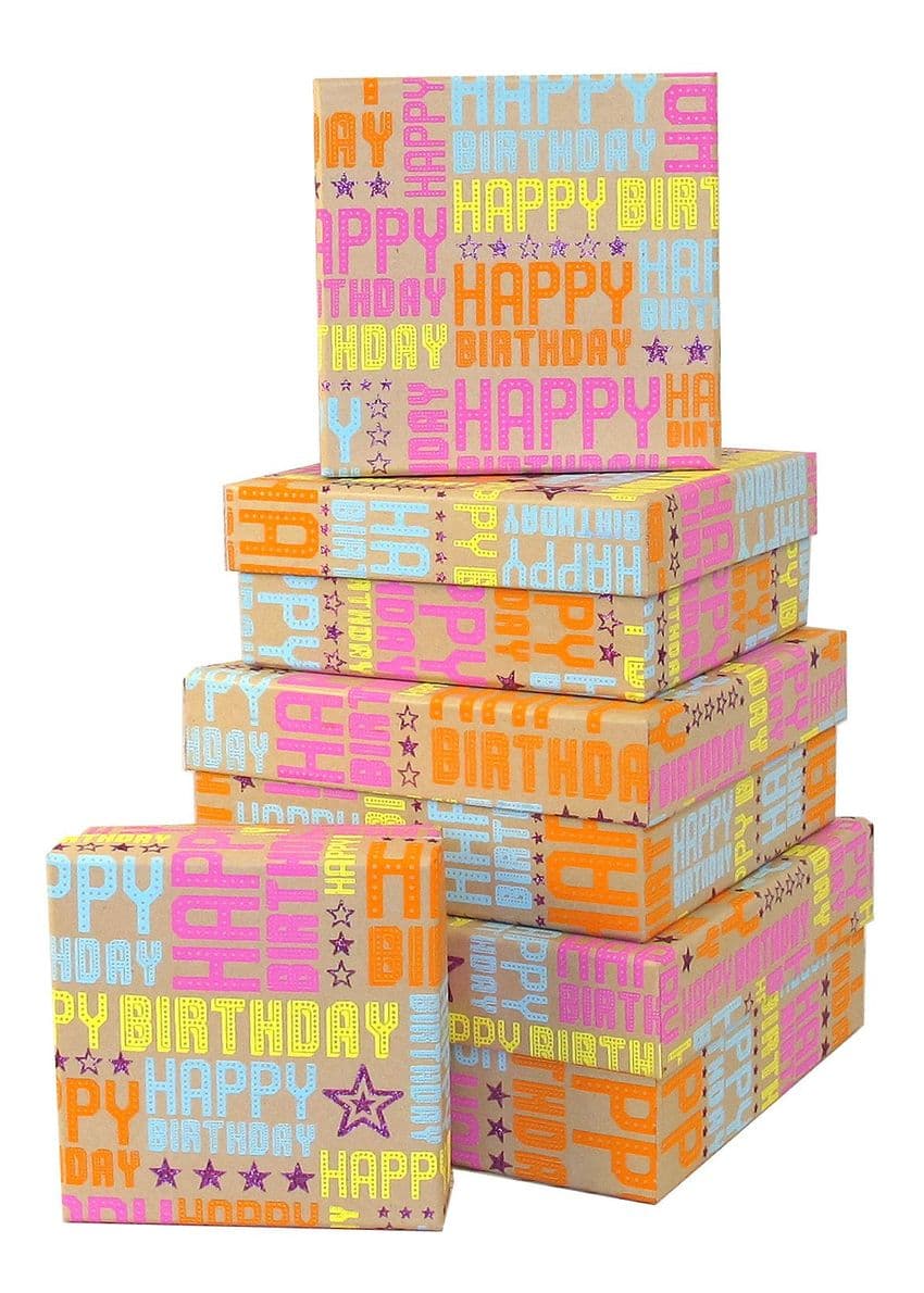 V31905 - Hollywood Bday Purple Square Nest 5 Boxes - GBXS187.100/34 1/PK