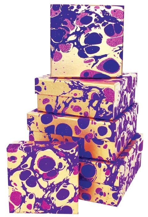 V32056 - Glitter Marble Purple Square Nest of 5 Boxes GBXS215.100/35G 1/PK