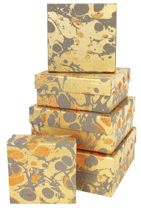 V32155 - Glitter Marble Copper Square Nest of 5 Boxes GBXS215.100/57G 1/PK