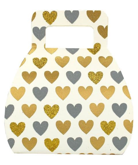 V32827 - Folding Handbag Gift Box Hearts Grey - FPBH163.00/80 12/PK