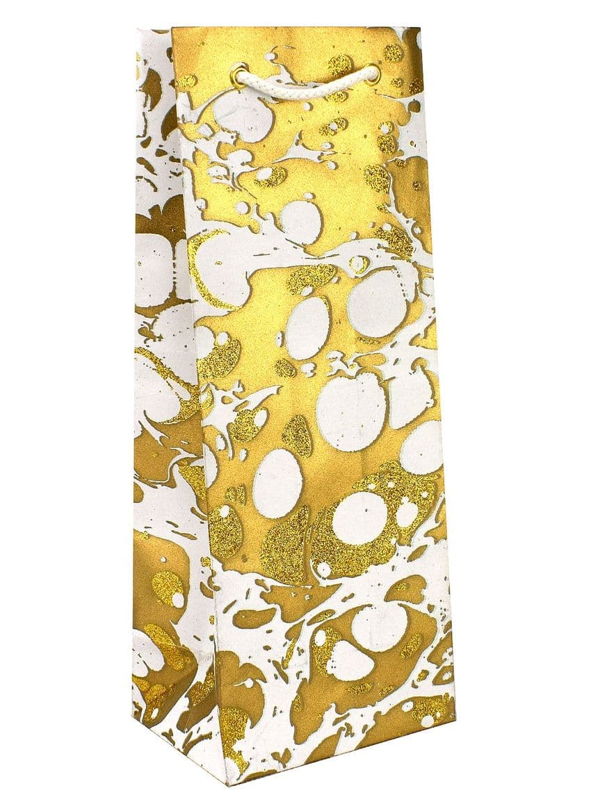 V33381 - Glitter Marble Gold/White Bottle Bag - GBG215B.100/00G 10/PK