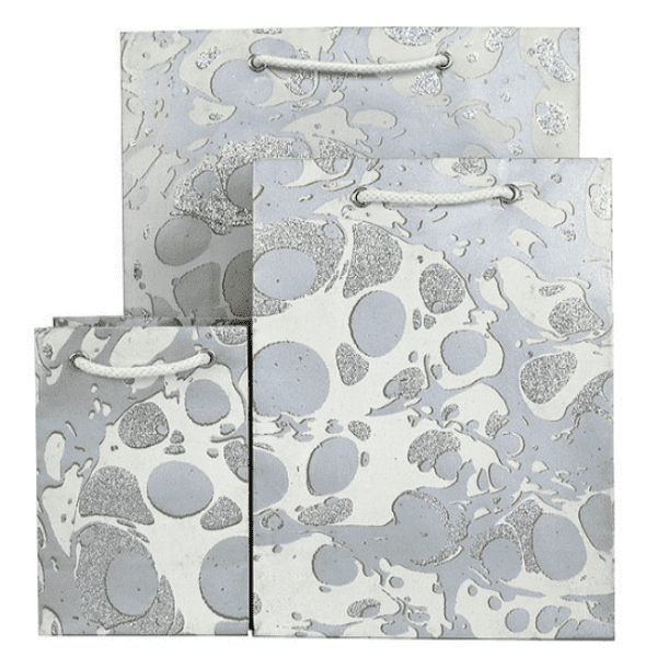 V33466; V33435; V33404 - Glitter Marble Silver Bag - GBG215.100/01GS 10/PK