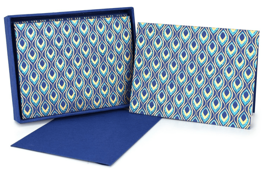 V36702 - Mini Feathers Blue Note Cards Set of 8 - NC301.48/51 6/PK