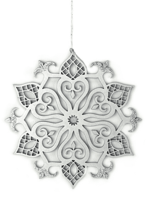V37204 - Laser Cut Silver Eastern Flake Decoration - LC271.01 12/PK