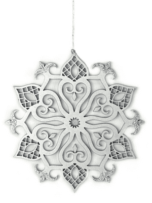 V37204 - Laser Cut Silver Eastern Flake Decoration - LC271.01 12/PK