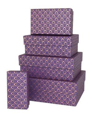 V38805 - Mini Feathers Rectangular Nest of Boxes Purple - GBXR301.35/35 1/PK