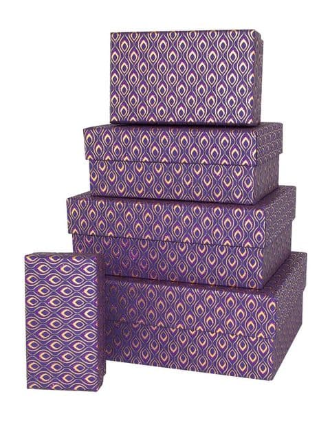 V38805 - Mini Feathers Rectangular Nest of Boxes Purple - GBXR301.35/35 1/PK