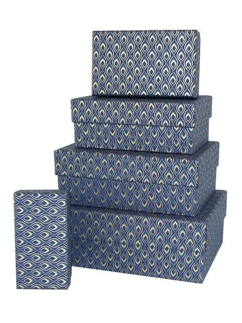 V38850 - Mini Feathers Rectangular Nest of Boxes Blue - GBXR301.48/45 1/PK