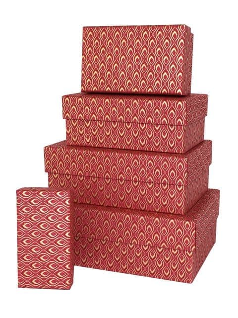 V38904 - Mini Feathers Rectangular Nest of Boxes Berry - GBXR301.24 1/PK