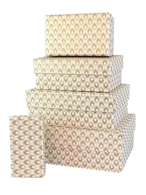 V39000 - Mini Feathers Rectangular Nest of Boxes Gold - GBXR301.00 1/PK