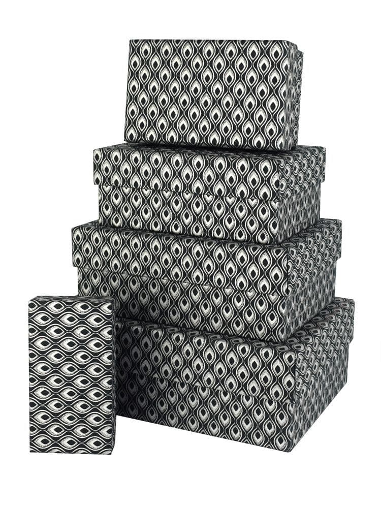 V39055 - Mini Feathers Rectangular Nest of Boxes Black - GBXR301.85 1/PK