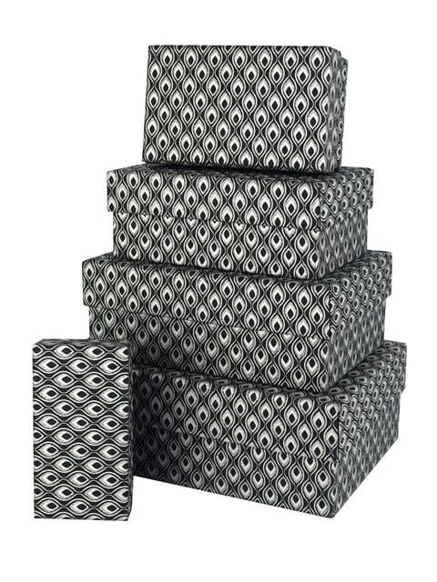 V39055 - Mini Feathers Rectangular Nest of Boxes Black - GBXR301.85 1/PK