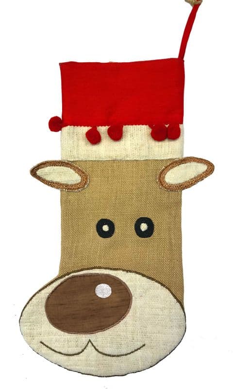 V40372 - Rudie Jute Stocking with Fur Trim - RUDIESTOCK.75 4/PK