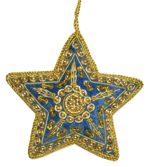 V40563 - Light Blue Velvet Stars - VDECSTAR.40 12/PK