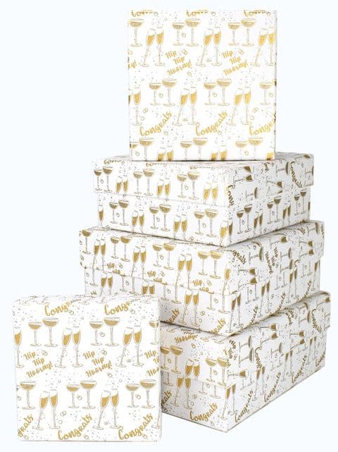V41126 - Congratulations Gold Square Nest of 5 Boxes 1/PK
