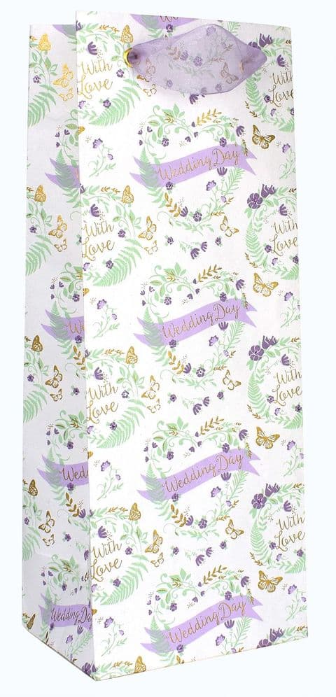 V41652 - Wedding Day Floral Bottle Bag 10/PK