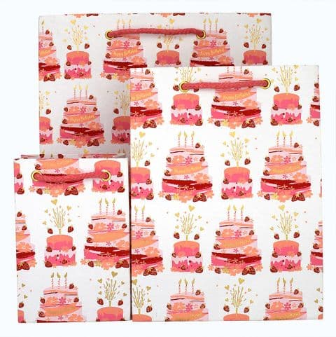 V41836; V41829; V41812 - Birthday Cakes Pink Bag - GBG308.00 PK/10 10/PK