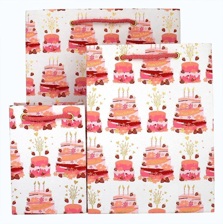 V41836; V41829; V41812 - Birthday Cakes Pink Bag - GBG308.00 PK/10 10/PK