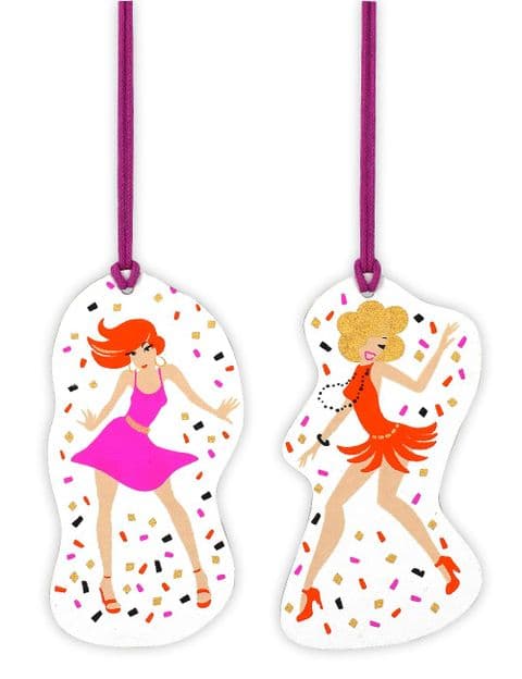 V42277 - Dancing Girls Raspberry Tags s/4 12/PK