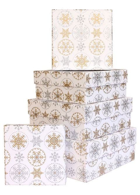 V43038 - White and Gold Ruskin Square Nest of Boxes 1/PK