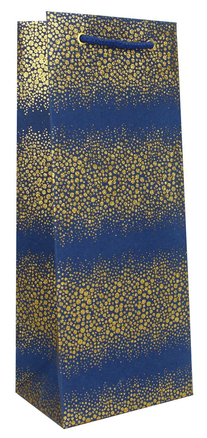V43182 - Gold Bubbles on Blue Bottle Bag 10/PK