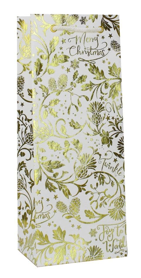 V43441 - Joy To The World Gold Bottle Bag 10/PK