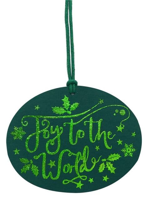 V44127 - Joy to the World Green Tags Set of 4 12/PK