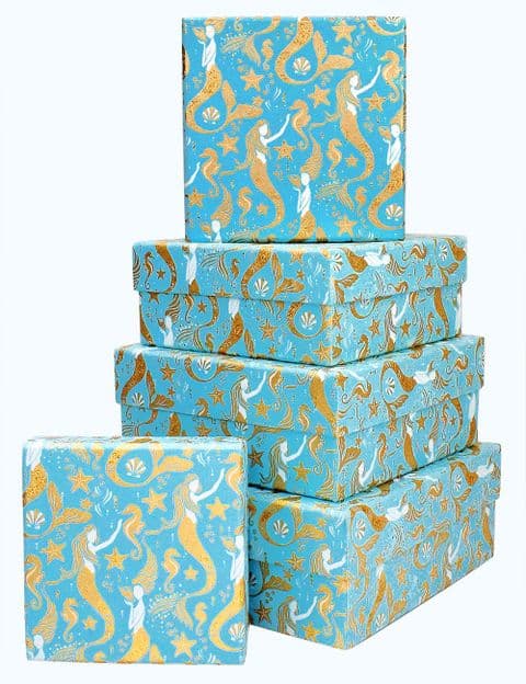 V44769 - Mermaid Turq Square Nest of Boxes 1/PK