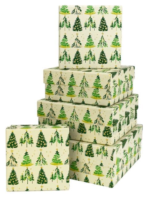 V45018 - Xmas Tree Green Square Nest of Boxes 1/PK