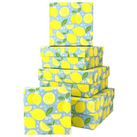 V46053 - Lemons Square Nest of 5 Gift Boxes 1/PK