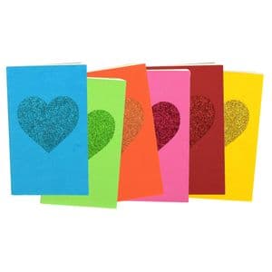 V46404 - Glitter Heart Rainbow Paper Journal S/6 4/PK
