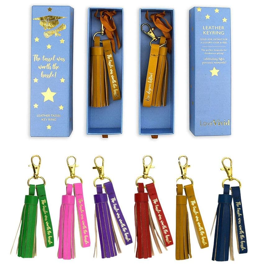 V46756 - Tassel Leather Key Ring 6/PK