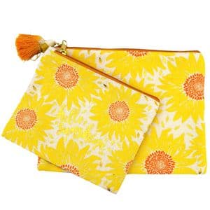 V46831 - Sunflower Canvas Pouch S/2 4/PK