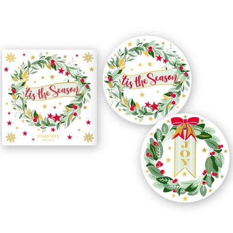 V47357 - Wreaths Coaster Set of 8 4/PK