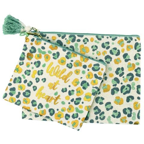 V47371 - All Over Leopard Canvas Pouches - Set of 2 4/PK