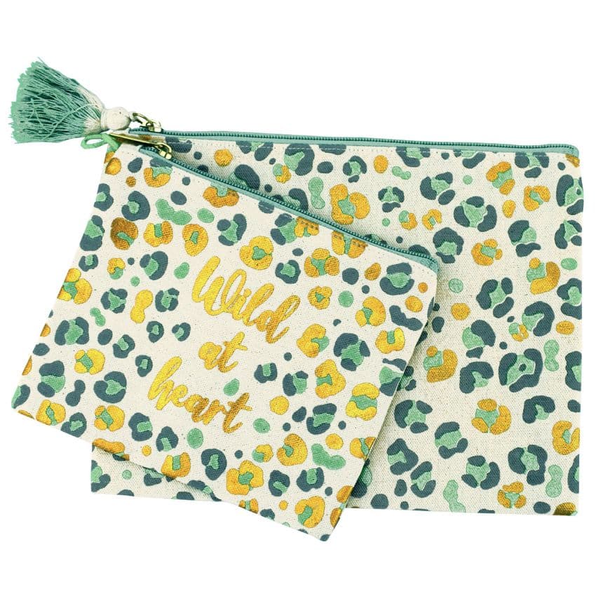 V47371 - All Over Leopard Canvas Pouches - Set of 2 4/PK